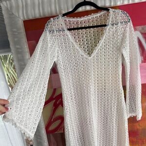 Elegant White Crochet Maxi Dress